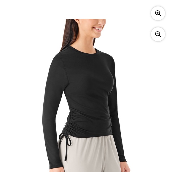 Elegant Black Long Sleeve Top with Side Ties - Picture 3 of 10